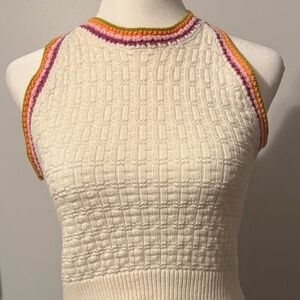 Sincerely Jules Cream Knit Tank with Colorful Trim